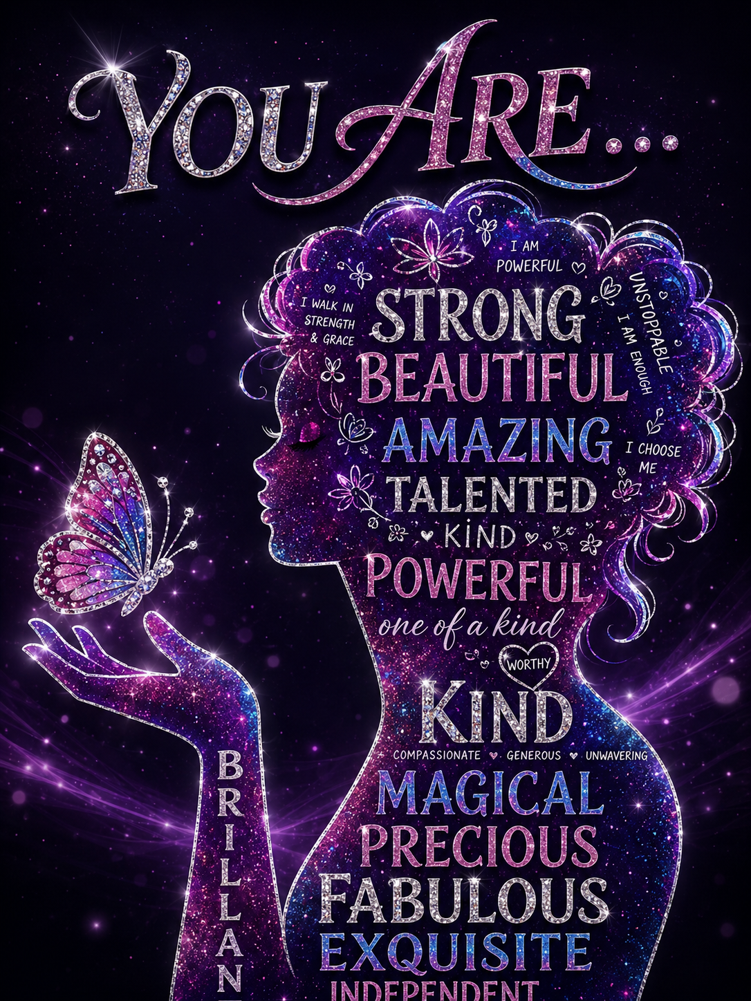 Empowerment artwork with affirming words for young women